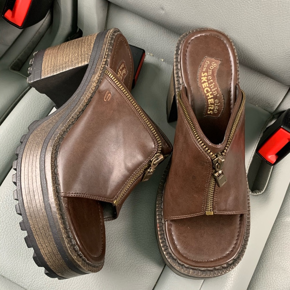 Vintage 90s Skechers Brown Zip Platform